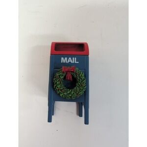 Christmas Village Metal Miniature MAILBOX Red & Blue 2.25" inches tall